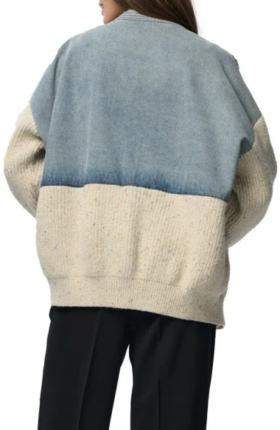 Saachi Mixed Media Open Front Cardigan Jakcet In Multi