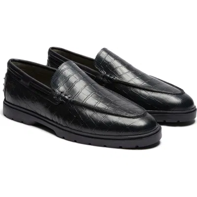 Gernie Venetian Low Top Loafer In Black Croco