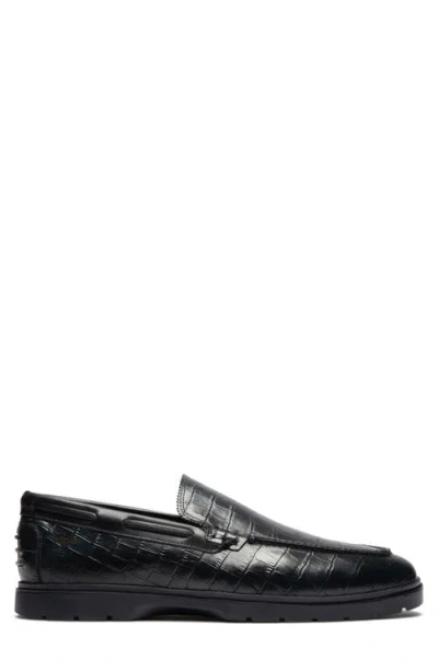 Gernie Venetian Low Top Loafer In Black Croco