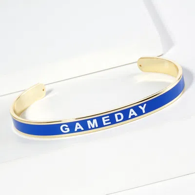 Fashnzfab Gold Dipped Gameday Message Enamel Cuff Bracelet Blue, White In Multi