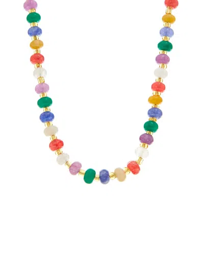 Crystal Haze 18k Plated Agate And Quartz Lariat Necklace In Multi