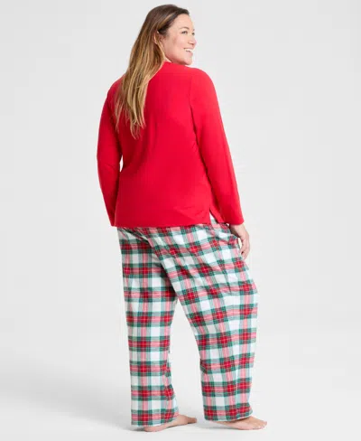 Holiday Lane 's Women's Plus Size Merry Plaid Crew Neck Matching Family Pajamas Set, Created For Macy's In Multi