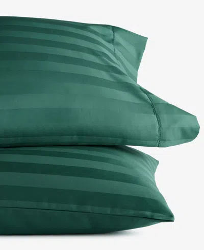Charter Club 1.5" Stripe 550 Thread Count 100% Cotton Pillowcase Pair, Standard, Exclusively At Macy's In Green