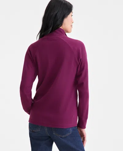 Style & Co Women's Waffle-knit Quarter Zip Top, Macy's Exclusive In Purple