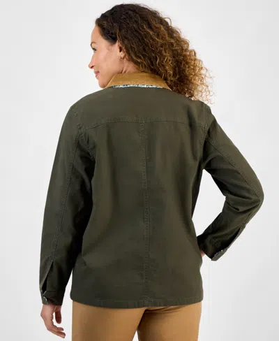 Style & Co Women's Collared Utility Barn Jacket, Macy's Exclusive In Green