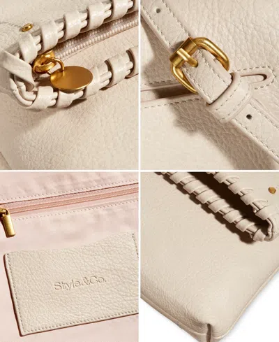 Style & Co . Whipstitch East West Flap Small Crossbody, Exclusively At Macy's In Neutral