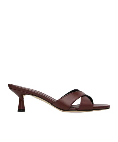 Aeyde Daphne Leather Pointed-toe High-heeled Sandals In Burgundy
