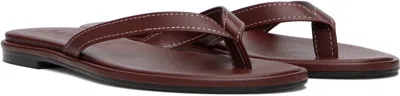 Aeyde Burgundy Melody Leather Toe-post Flip-flops In Red