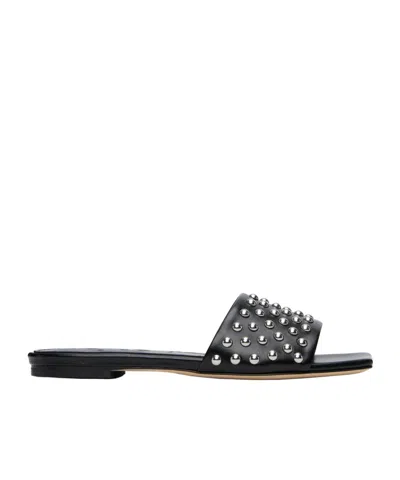 Aeyde Anna Studded Leather Slippers In Black
