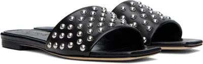 Aeyde Anna Studded Leather Slippers In Black