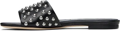 Aeyde Anna Studded Leather Slippers In Black