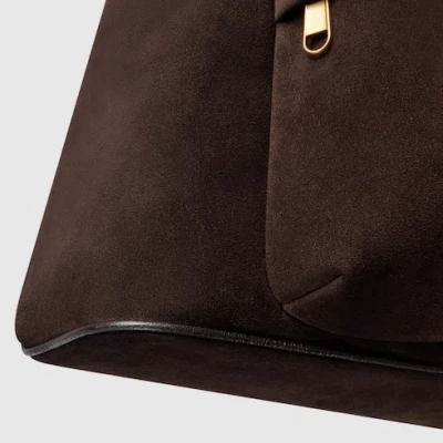 Gucci Men Dark Brown Suede Medium Ophidia Backpack In Brown