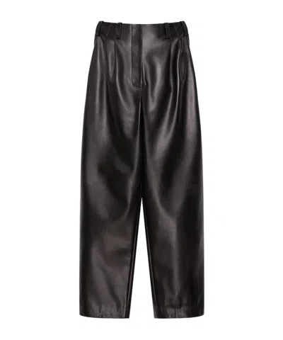 Givenchy Double Pleat Pants In Leather In Black