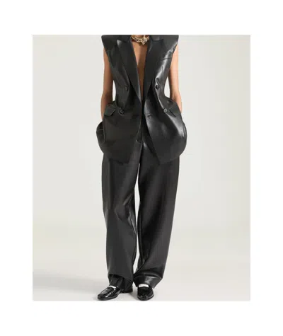Givenchy Double Pleat Pants In Leather In Black