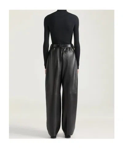 Givenchy Double Pleat Pants In Leather In Black