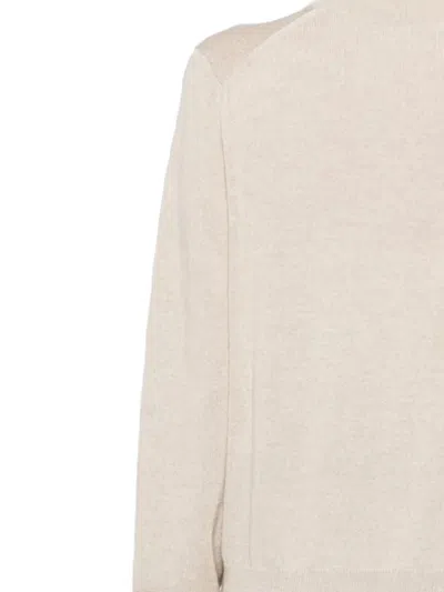 Maison Kitsuné Wool Crew Neck Jumper With Ribbed Cuffs In Neutral