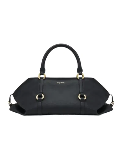 Alexander Mcqueen Black Leather Farringdon Maxi Handbag In Multi