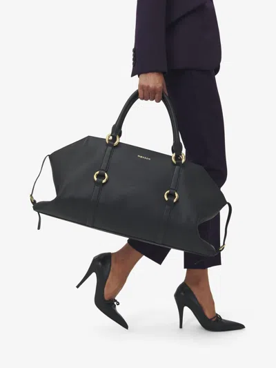 Alexander Mcqueen Black Leather Farringdon Maxi Handbag In Multi