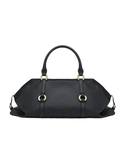 Alexander Mcqueen Black Leather Farringdon Maxi Handbag In Multi