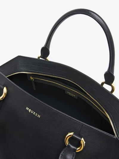 Alexander Mcqueen Black Leather Farringdon Maxi Handbag In Multi