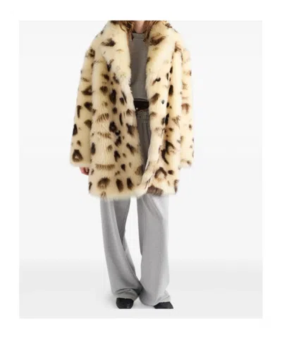 Prada Long-sleeved Button-up Coat In Neutral