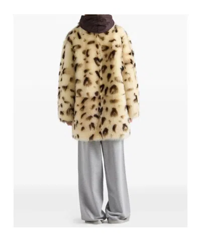 Prada Long-sleeved Button-up Coat In Neutral