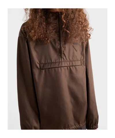 Prada Re-nylon Anorak In Brown
