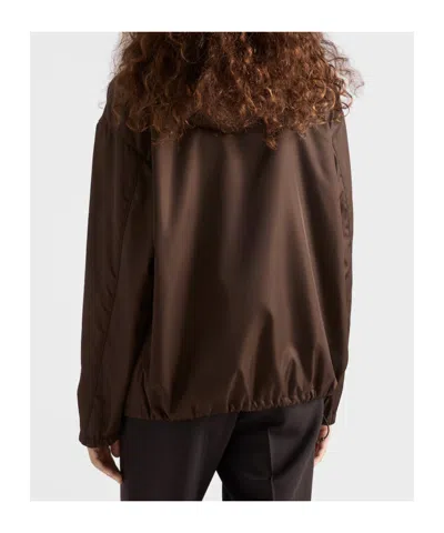 Prada Re-nylon Anorak In Brown