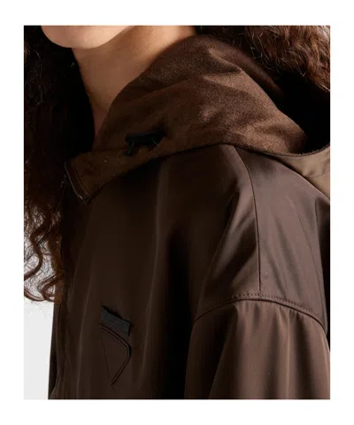 Prada Re-nylon Anorak In Brown