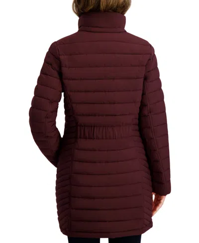 Nautica Women's Hooded Water-resistant Puffer Coat In Burgundy