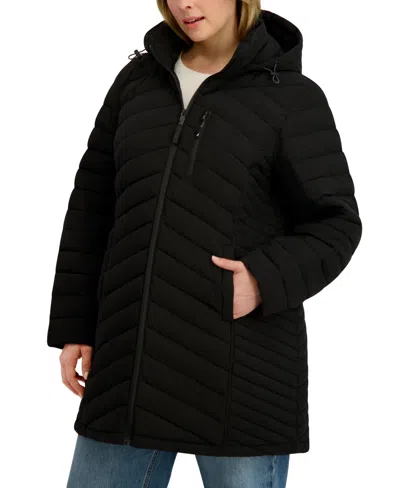 Nautica Women's Hooded Water-resistant Puffer Coat In Black