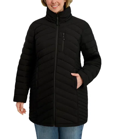 Nautica Women's Hooded Water-resistant Puffer Coat In Black