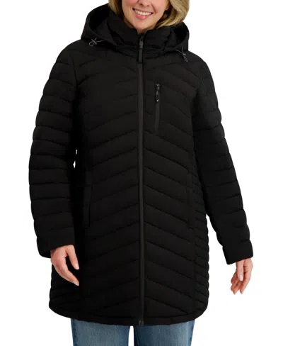 Nautica Women's Hooded Water-resistant Puffer Coat In Black