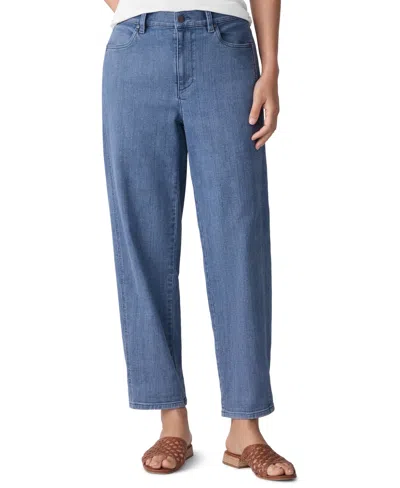 Eileen Fisher High Rise Straight Ankle Jeans In Blue