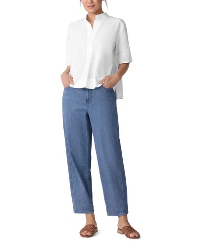 Eileen Fisher High Rise Straight Ankle Jeans In Blue