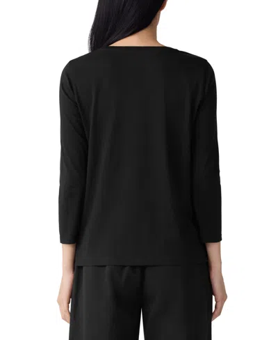 Eileen Fisher Organic Linen & Cotton Top In Black