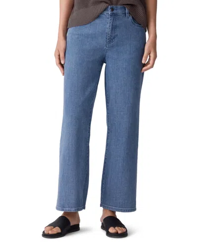 Eileen Fisher High Rise Straight Ankle Jeans In Blue