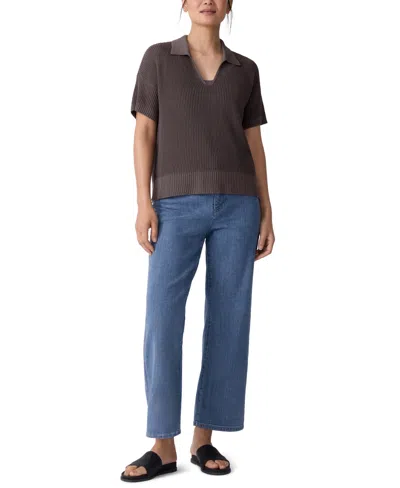 Eileen Fisher High Rise Straight Ankle Jeans In Blue