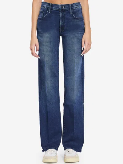 Mother The Mid Rise Mavin Sneak Blue Jeans With Belt Loops And Logo Embroidery On The Rear In Denim Woman