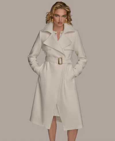 Donna Karan New York Belted Long Raincoat In White