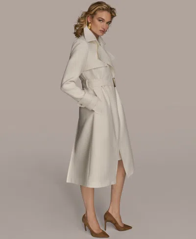 Donna Karan New York Belted Long Raincoat In White