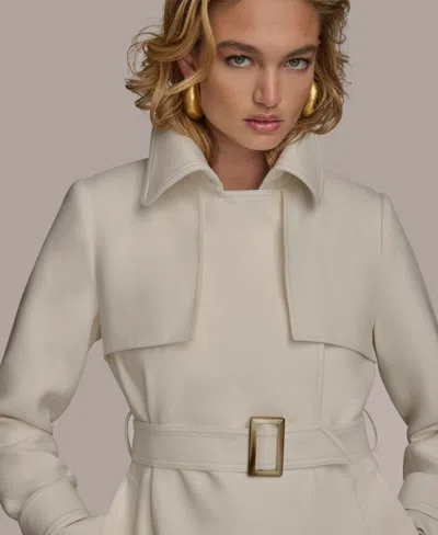 Donna Karan New York Belted Long Raincoat In White
