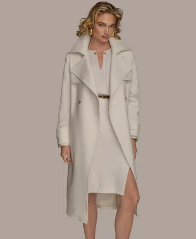 Donna Karan New York Belted Long Raincoat In White