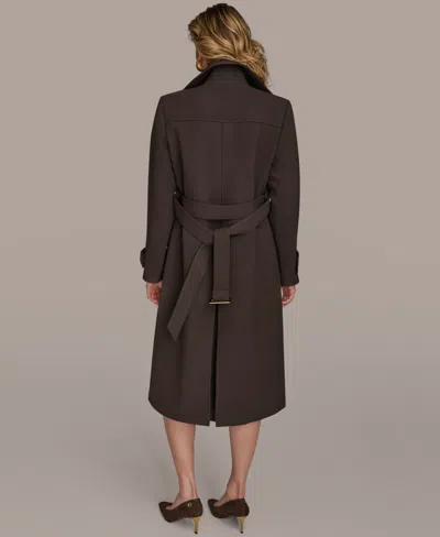 Donna Karan New York Belted Long Raincoat In Brown