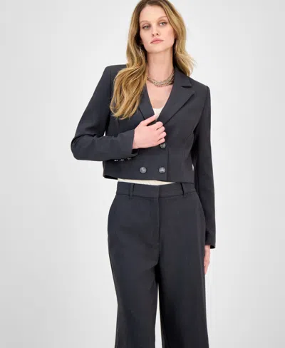 Guess Women's Joandra Double-breasted Cropped Blazer In Black