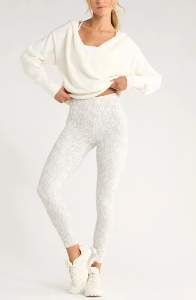 Zella Studio Luxe Print High Waist 7/8 Leggings In White