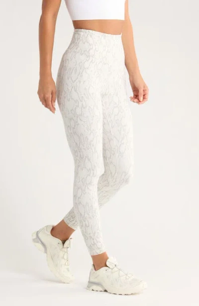 Zella Studio Luxe Print High Waist 7/8 Leggings In White