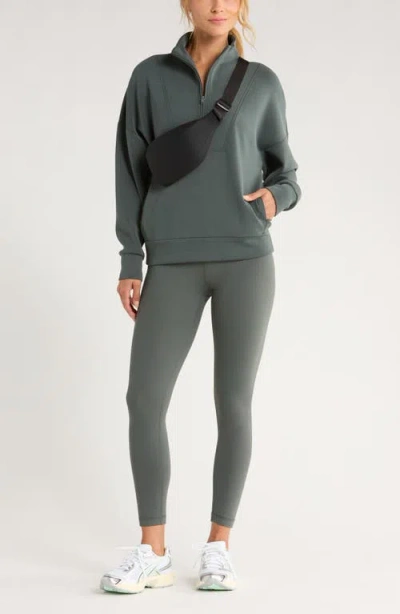 Zella Ultrasoft Half Zip Pullover In Green
