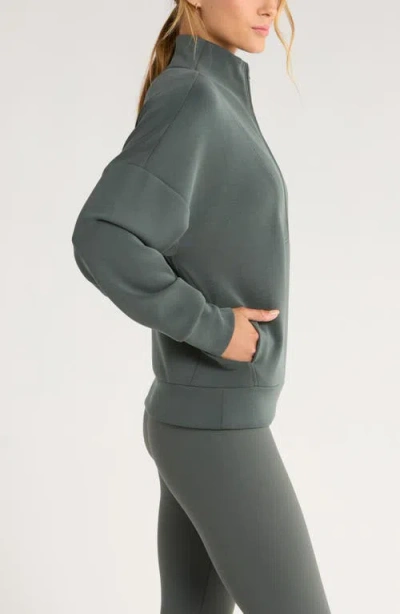Zella Ultrasoft Half Zip Pullover In Green