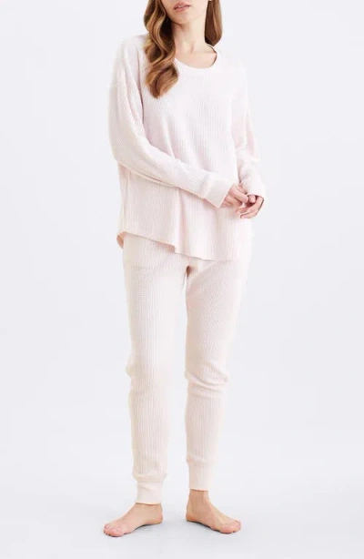 Papinelle Super Soft Waffle Relaxed Top And Jogger Set In Neutral